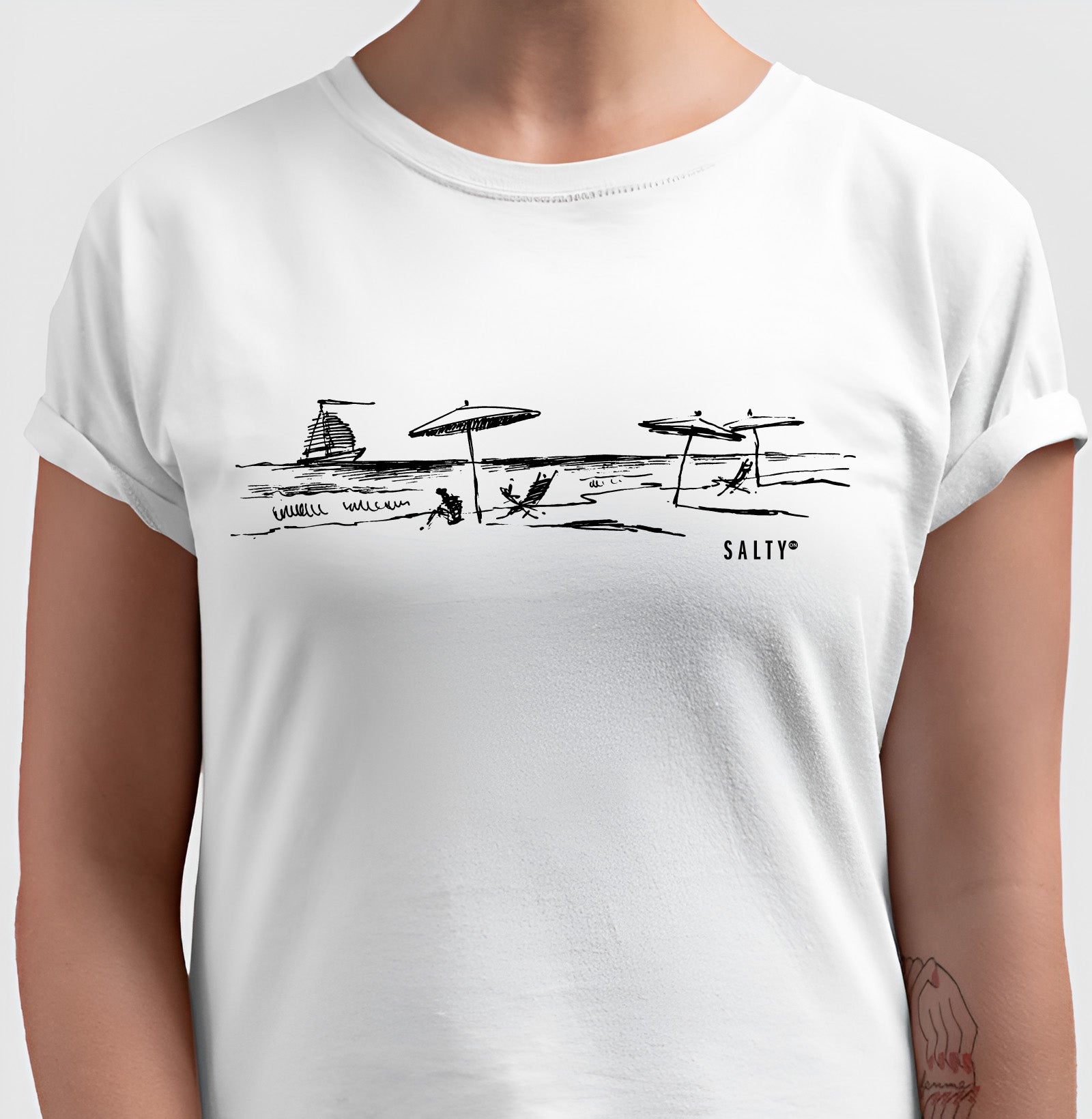 Camiseta Fem. Praia Ilustra